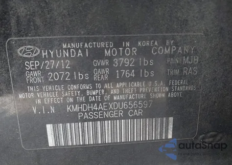 2013 Hyundai Elantra Gls/Limited z USA, uszkodzony, nr VIN KMHDH4AEXDU656597